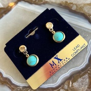 Turquoise Bezel Set Dainty Dangle-Boutique
